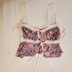 For Love and Lemons for Victoria's Secret XS Purple Floral Crop Camisole